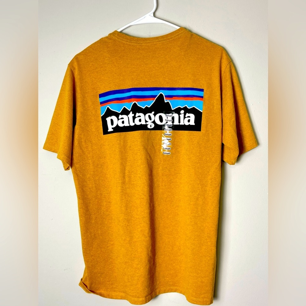 Patagonia Graphic T-Shirt Responsibili-Tee Short Sleeve Crew‎ Neck Yellow XSmall